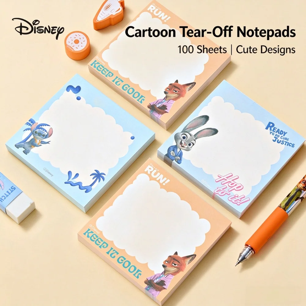 Genuine Disney Zootopia Judy Hopps Nick Wilde Stitch 100 Sheets Memo Pad 80x80mm Tear Off Notepad for School Office Note Taking