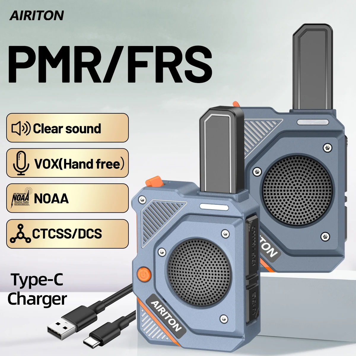 2-個-airiton-ai-168-ミニトランシーバーのみ-pmr-446mhz-ポータブルロングスタンバイ-type-c-充電器ハムラジオクリアサウンド旅行用