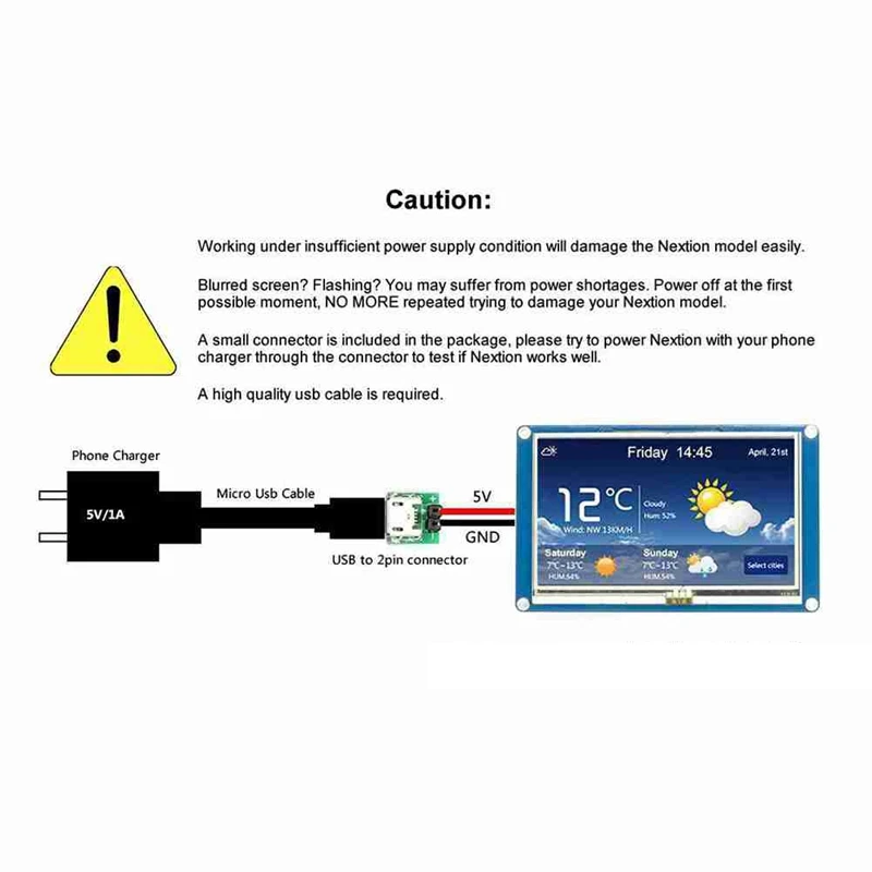 NX4827T043 Pantalla táctil LCD HMI de 4,3 pulgadas - Soporte del módulo de pantalla táctil resistiva TFT para proyecto Arduino o Raspberry Pi