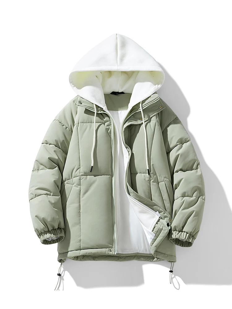 

Men's Thiened Winter Cotton Jaet Cardigan Casual Warm Couple's Outerwear Long Sve Zipper Closure Color Polyester