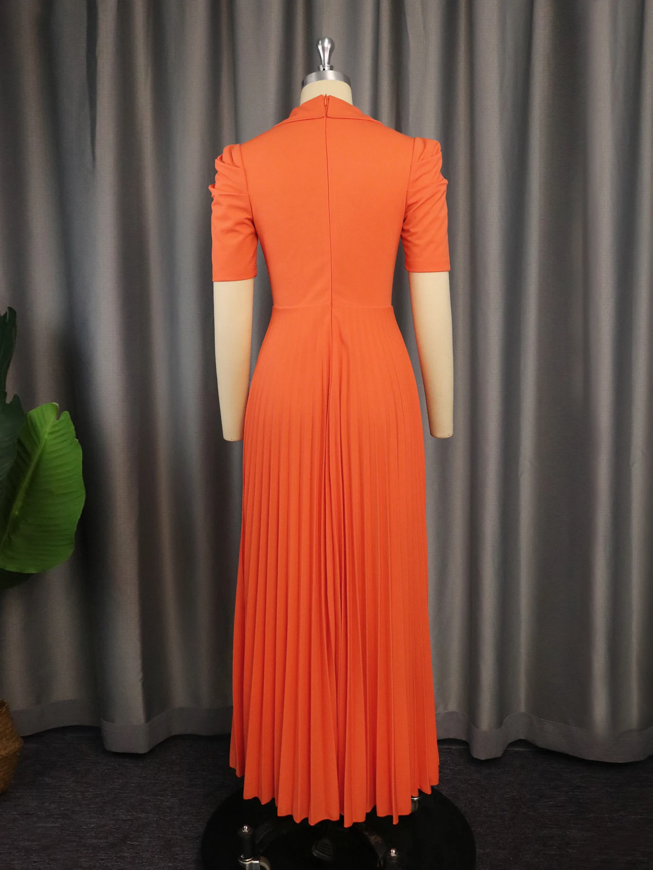 Maxivestido plisado con muescas para mujer, vestido de noche elegante con solapa, cintura alta, Swing grande, modesto, elegante, con clase, para fiesta de invitados de boda