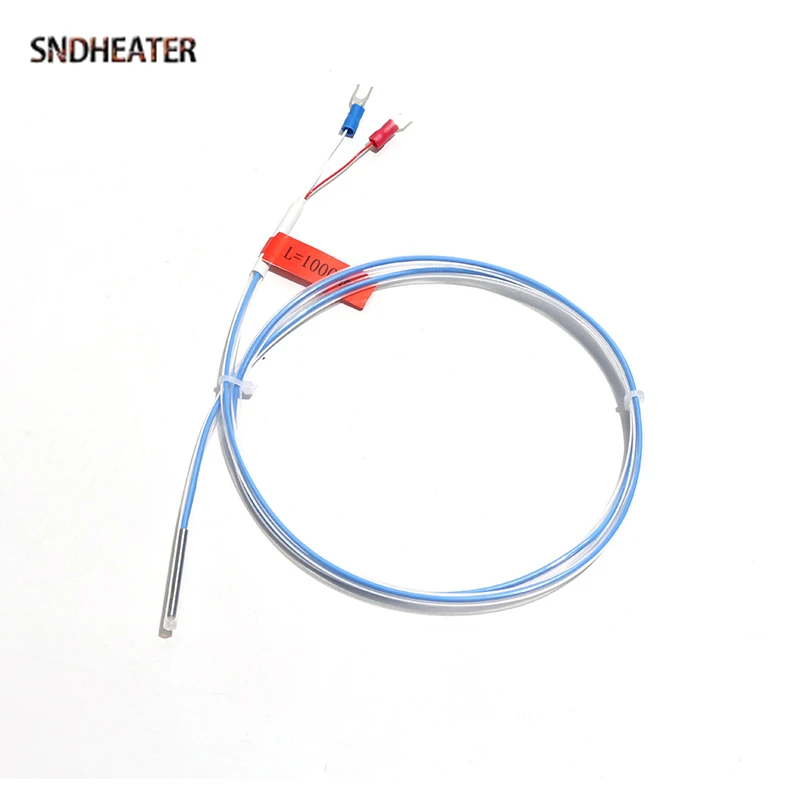 SNDHEATER K/E Type PT100 Thermocouple PTFE Temperature Sensor Wire 1M 2M 3M Corrosion Resistance Platinum Probe Fast Response