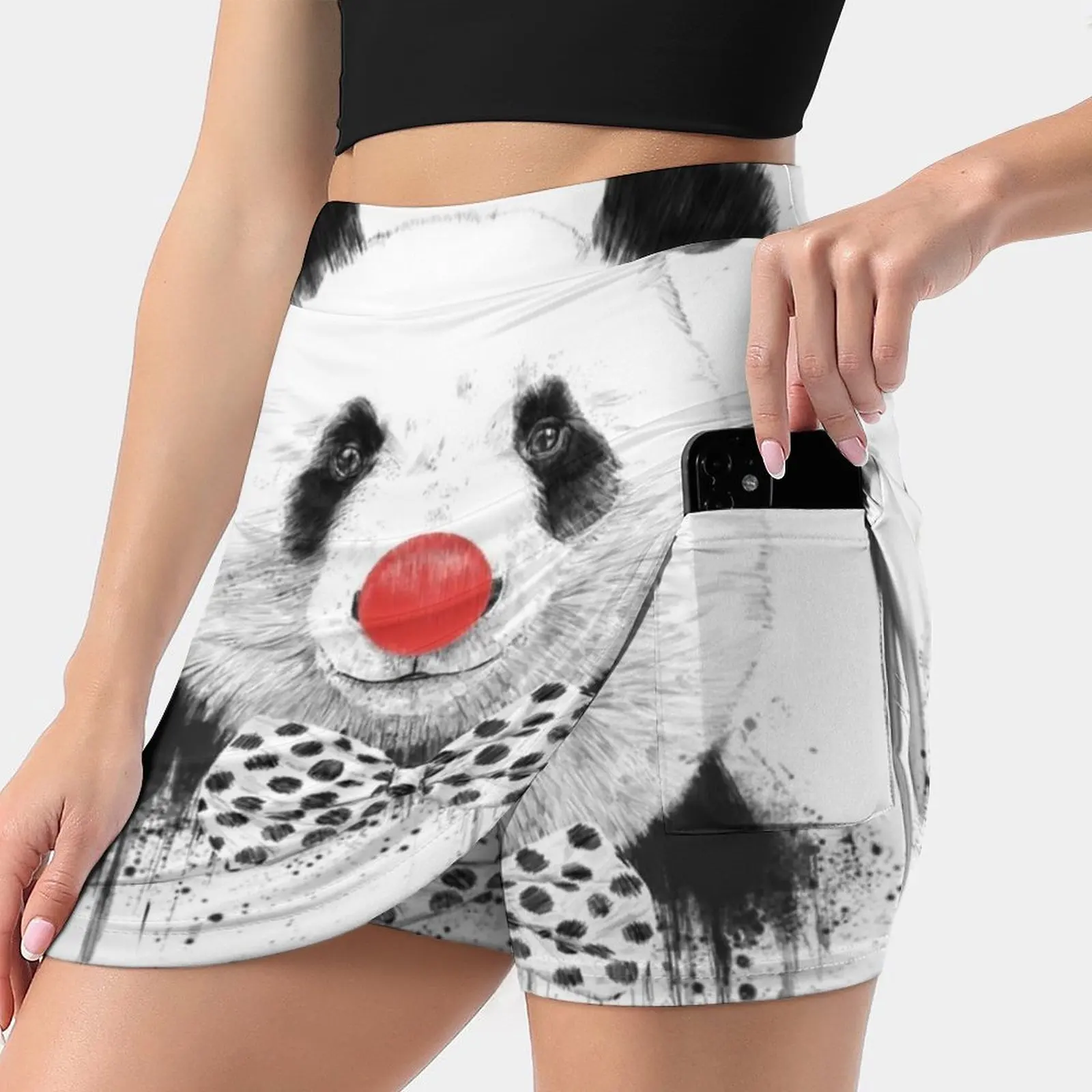 Clown Panda Women's skirt Aesthetic skirts New Fashion Short Skirts Panda Animal Clown Humor Funny Black And White Red Balazs