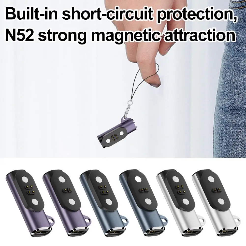 Adaptador de carga magnética para auriculares de conducción Mojawa, USB tipo C a paso de 2,5mm, contactos cuadrados terrazados de 4 pines, 2 uds.