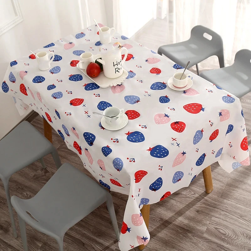 VIKAMA Fresh Color Leaf Tablecloth Simple Pastel Leaves Print Waterproof Rectangular Home Dining Table Cover