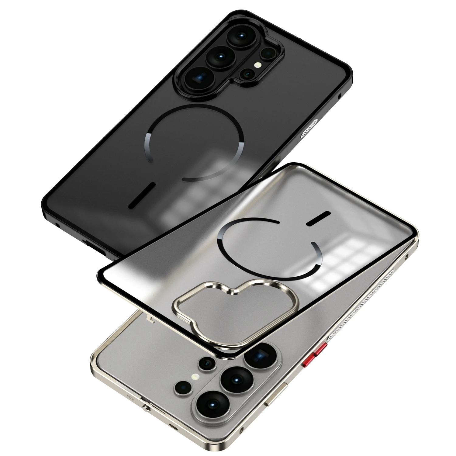 

Case for Samsung Galaxy S26 Ultra Case Thin Aluminum Alloy Metal Frame Transparent Magnetic Back Cover For Samsung S26 Plus Case