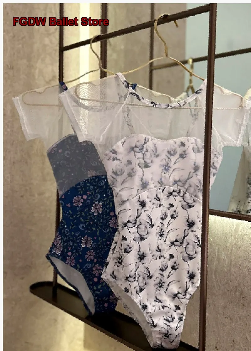 Women's Adult Ballet Leotard Soft Mesh Dance Dress Short Sleeves Body Suit Practice Leotard Aerial Yoga One-Piece Dress Basic Tr