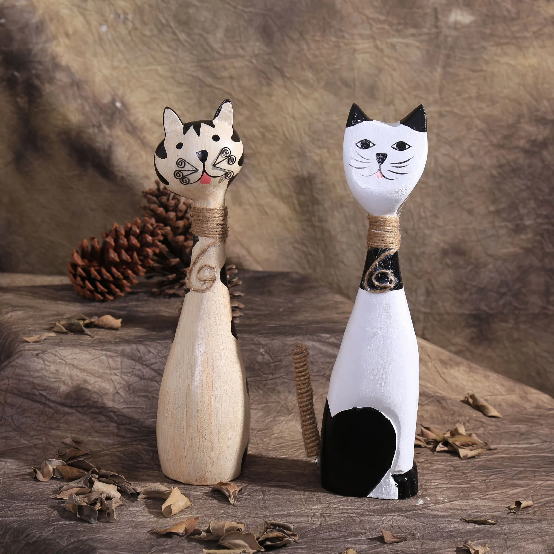 

Nordic painted wooden kitten creative couple kitten living room decoration home decoration craft gift decoration