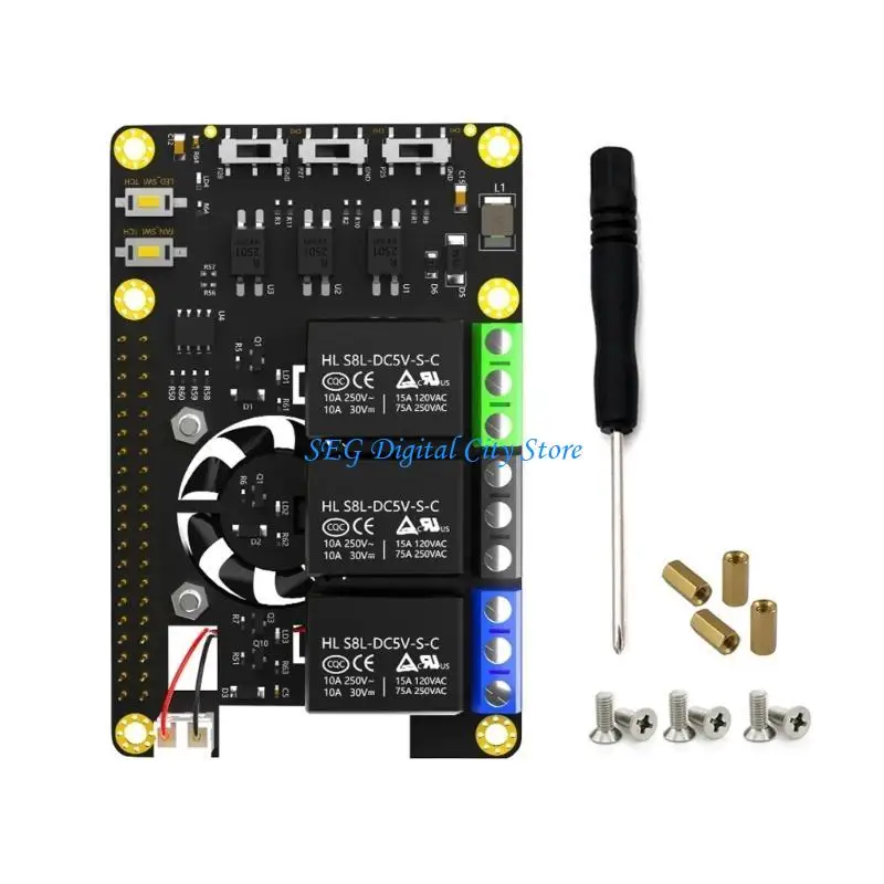 

U75B Power Supply Relays Controller Expansion Card Standard GPIO PIN With Double Fan For RaspberryPi A+ 3A+ 2B 3B 3B+ 4B