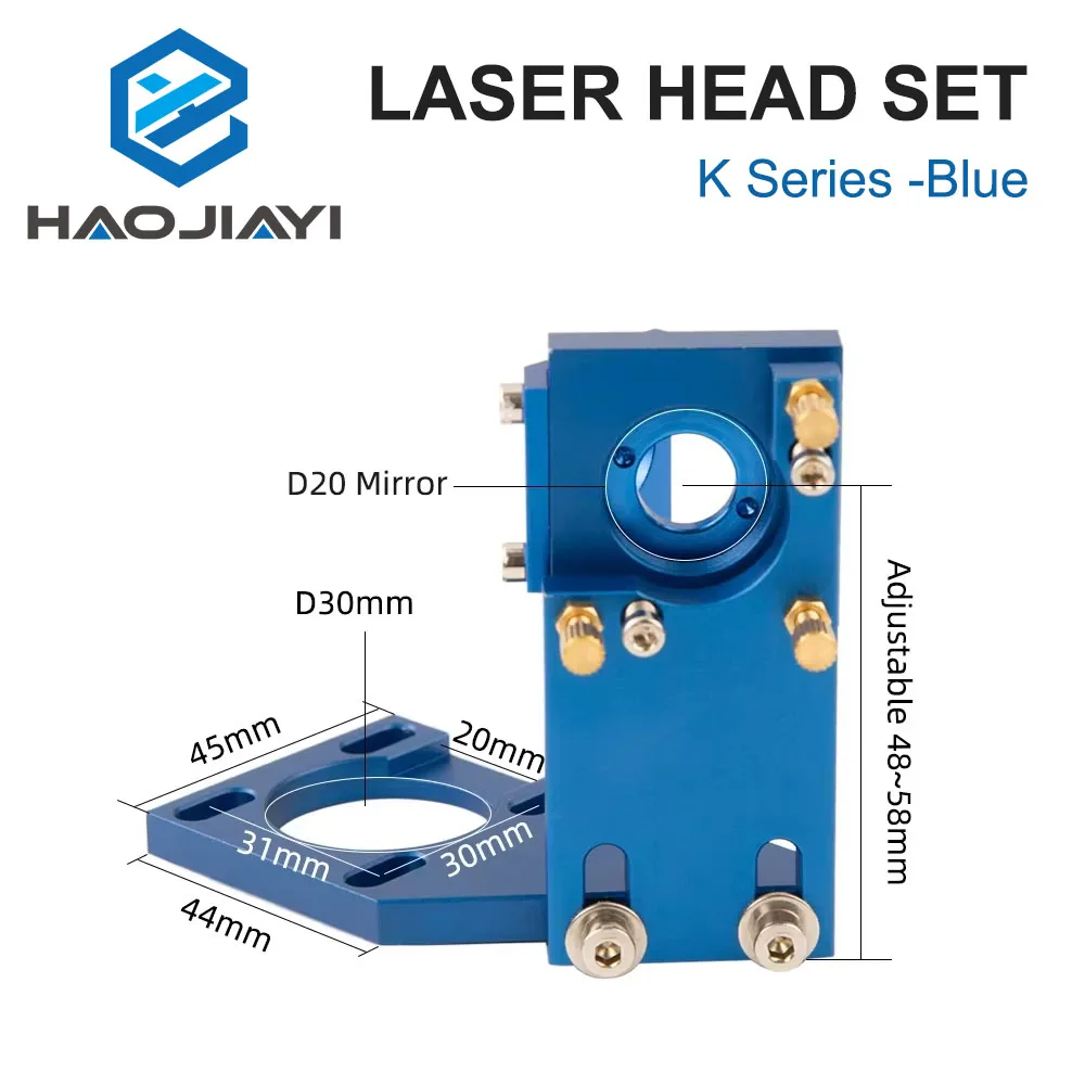 Conjunto de cabeça laser co2 série k com lente 1a 2a montagem espelhada 20mm para máquina de corte e gravação a laser k40 2030 4060 5030