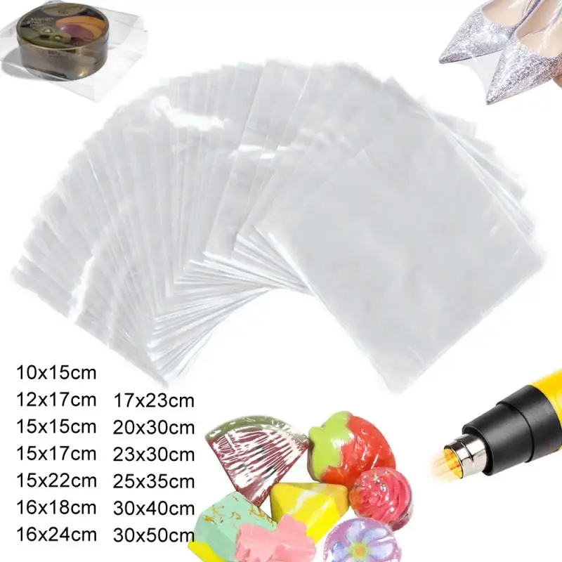 100pcs POF Heat Shrink Wrap POF Heat Shrinkable Film Odorless Clear POF Heat Shrink Bags for Sneaker Books Large Shoes Protector