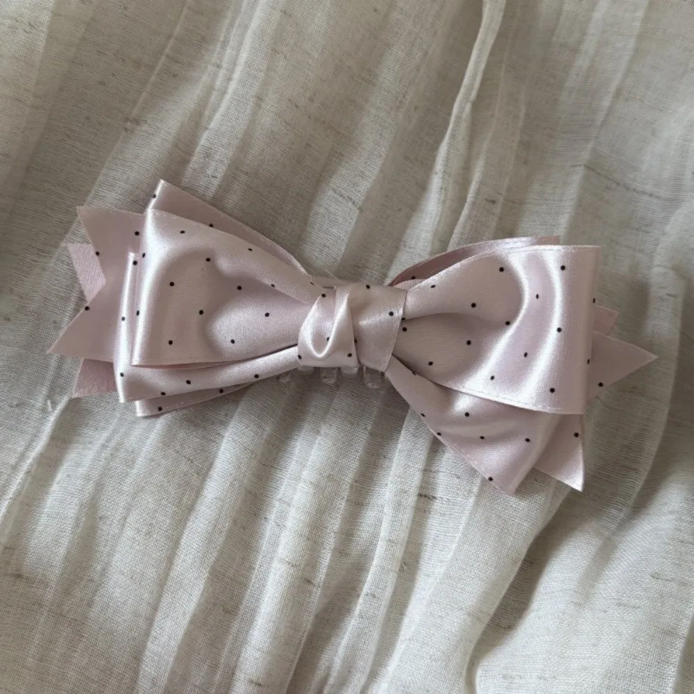 

New Bow Banana Clip Satin Material Elegant Vertical Clip Polka Dot Pattern Hair Accessories Fashion Accessories