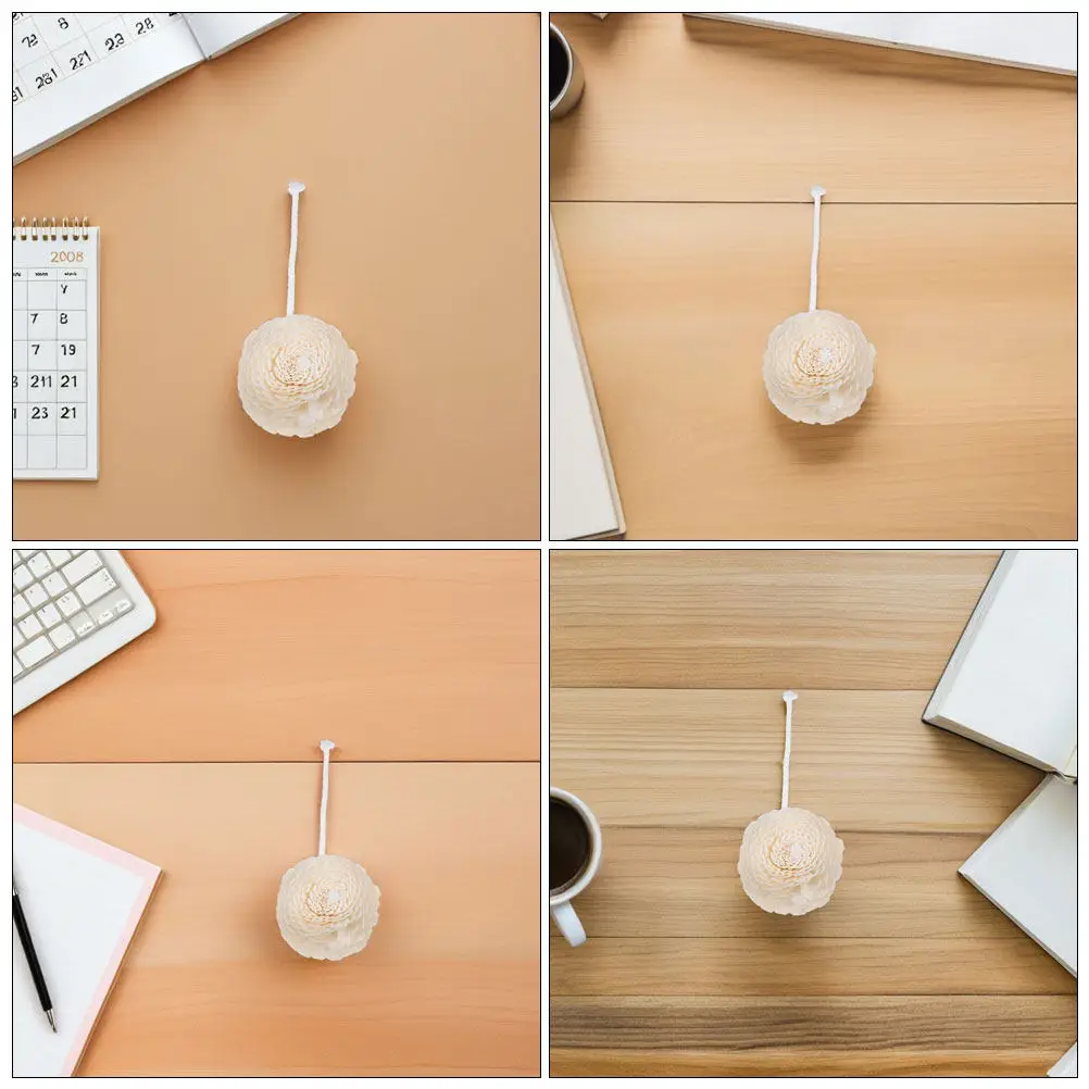 4Pcs Chrysanthemum Style Sola Flower Diffuser Wood Cotton Wick Natural Essential Oil Reed Diffuser Refill Decorative