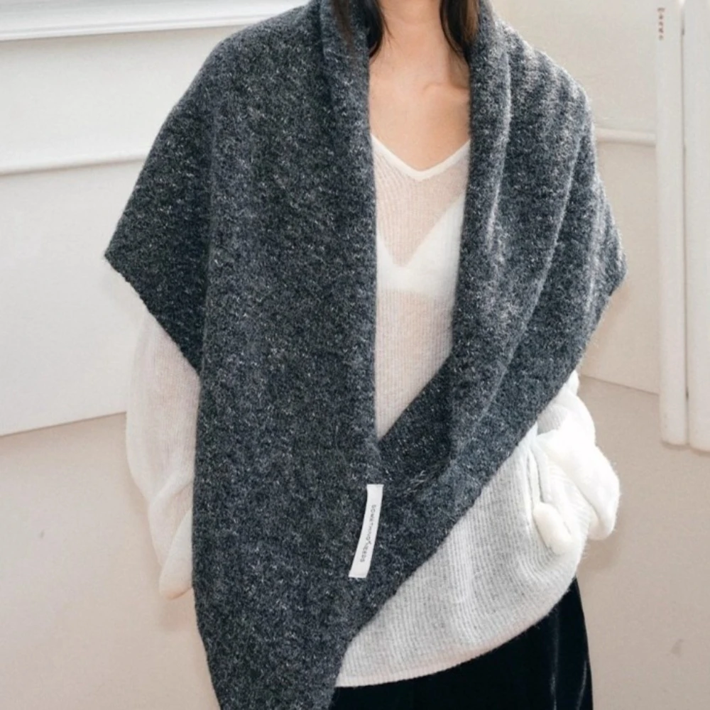

1 шт., женская шаль, универсальный корейский осенне-зимний новый теплый треугольный шарф, кондиционер, защита шеи, вязаный жилет