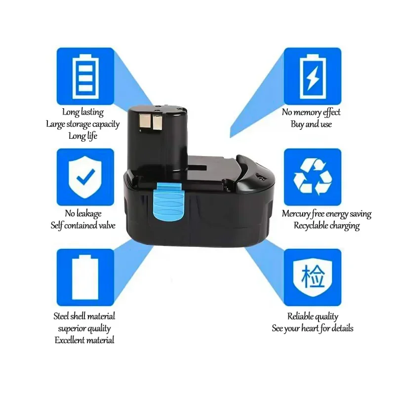 NEW 18V rechargeable Ni-Cd battery pack 12800mah for Hitachi cordless Electric drill screwdriver EB1820 EB1812 EB18-2YR