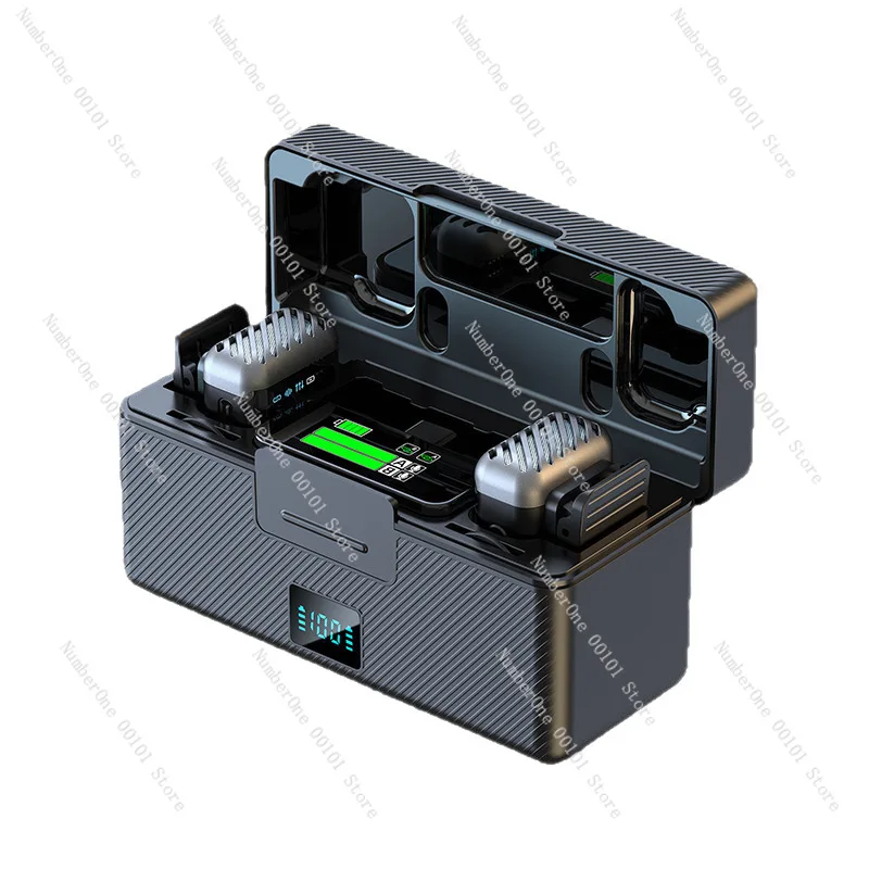 Wireless collar microphone, one-click noise reduction reverb, 3-level volume adjustment, one for two with warehouse