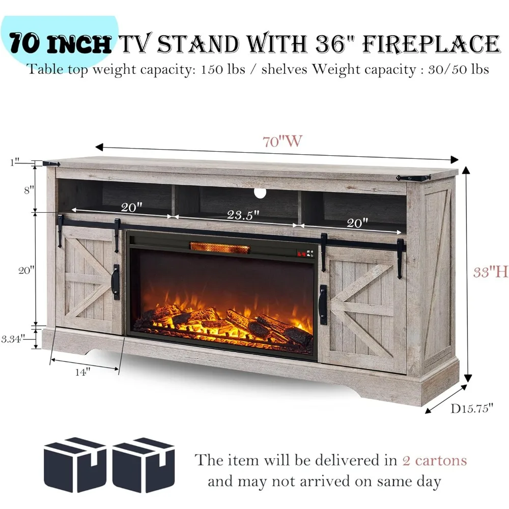 حامل تلفزيون ريفي 80 مع 33 مركز ترفيه على طراز المزرعة هاي بوي و36 مدفأة كهربائية