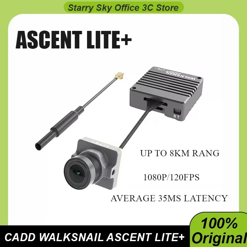 CADDXFPV Walksnail Ascent Lite+ HD Video Transmission with Real-Time Audio Up to 8km Range 1080P/120fps Average 35ms Latency