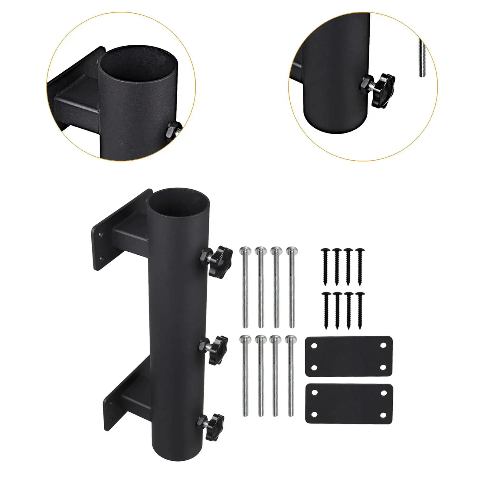 Balcony Railing Parasol Holder Clamp on Adjustable Umbrella Mount Rust Resistant Metal Bracket for Decks