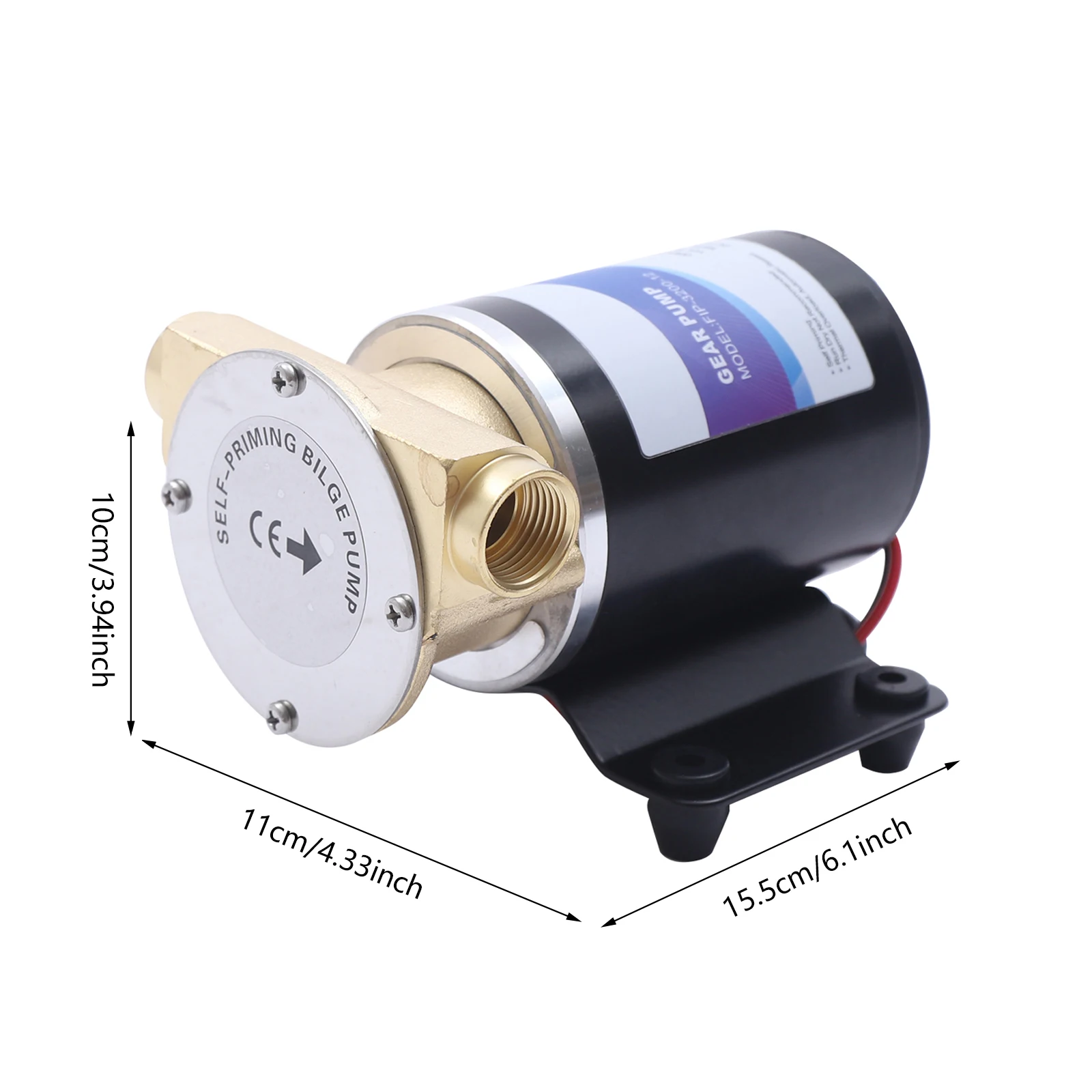 30L/min zelfaanzuigende waterpomp DC 12V 120W IP68 waterdichte koperen motorputpomp 2850 RPM, 3 m lift voor landbouwirrigatie