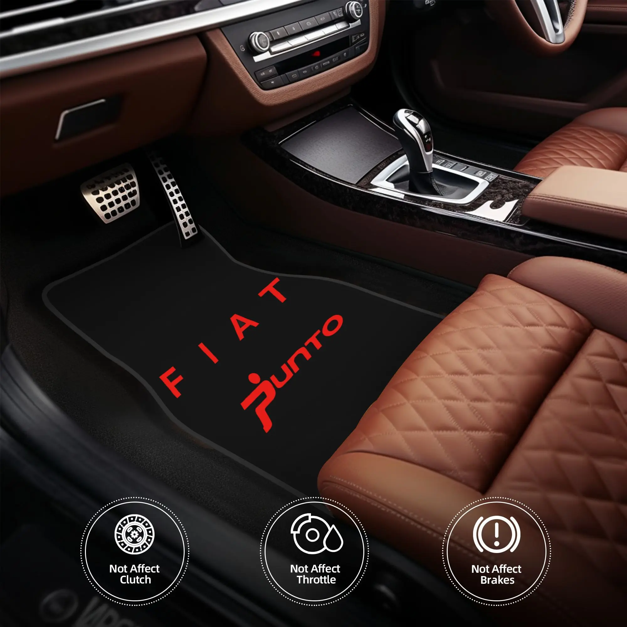 4pcs Set For FIAT PUNTO Letters Logo Print Printed Car Mats - Front And Rear Seat Protectors, Suitable For All Models, Universal