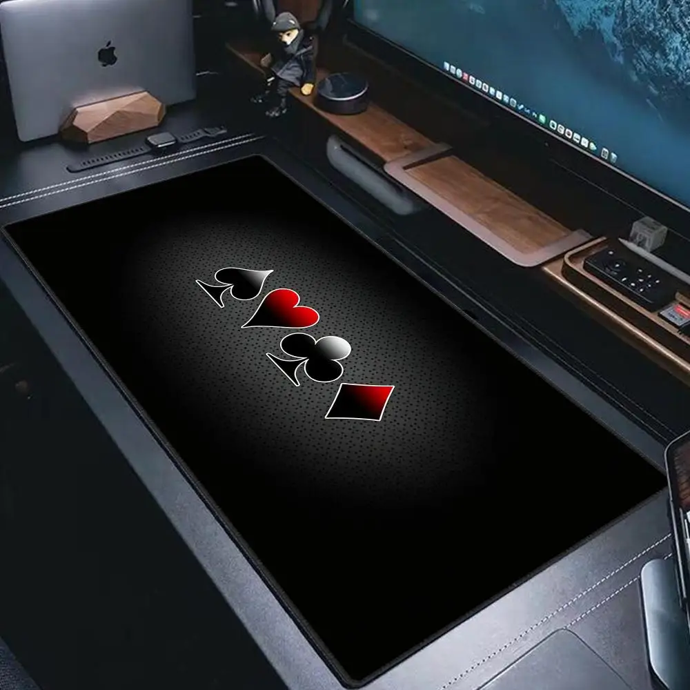 Poker Card Pattern Design Mouse Pad Large Non-Slip Rubber Game Table Mat Extended Game Enthusiasts Big Table Mat Long HYBXAXC