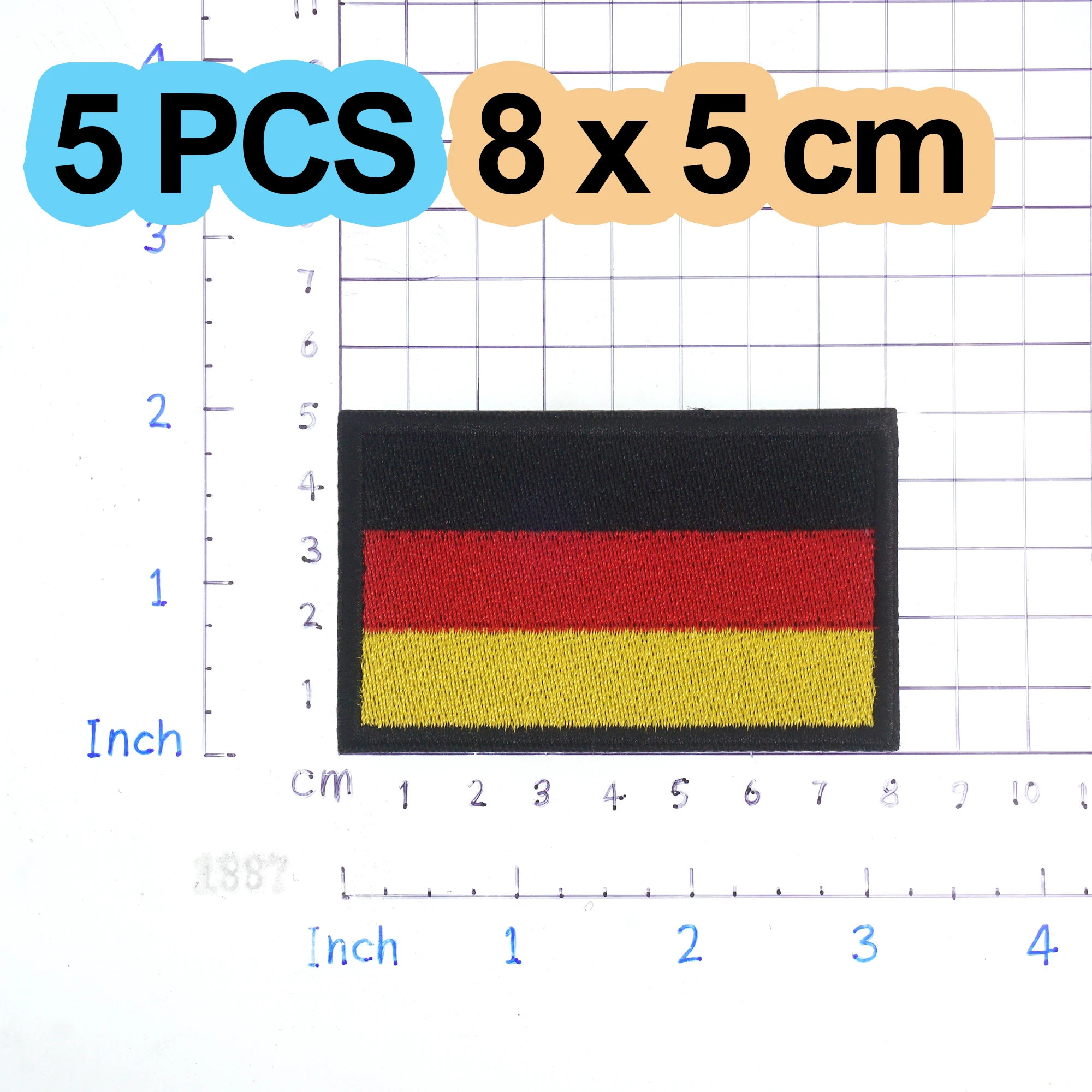 5PCS/1PC Deutsche Flagge Gestickter Aufnäher Deutschland Haken & Schleife Schulter Abzeichen Applikation Eisen Auf für Kleidung Zubehör