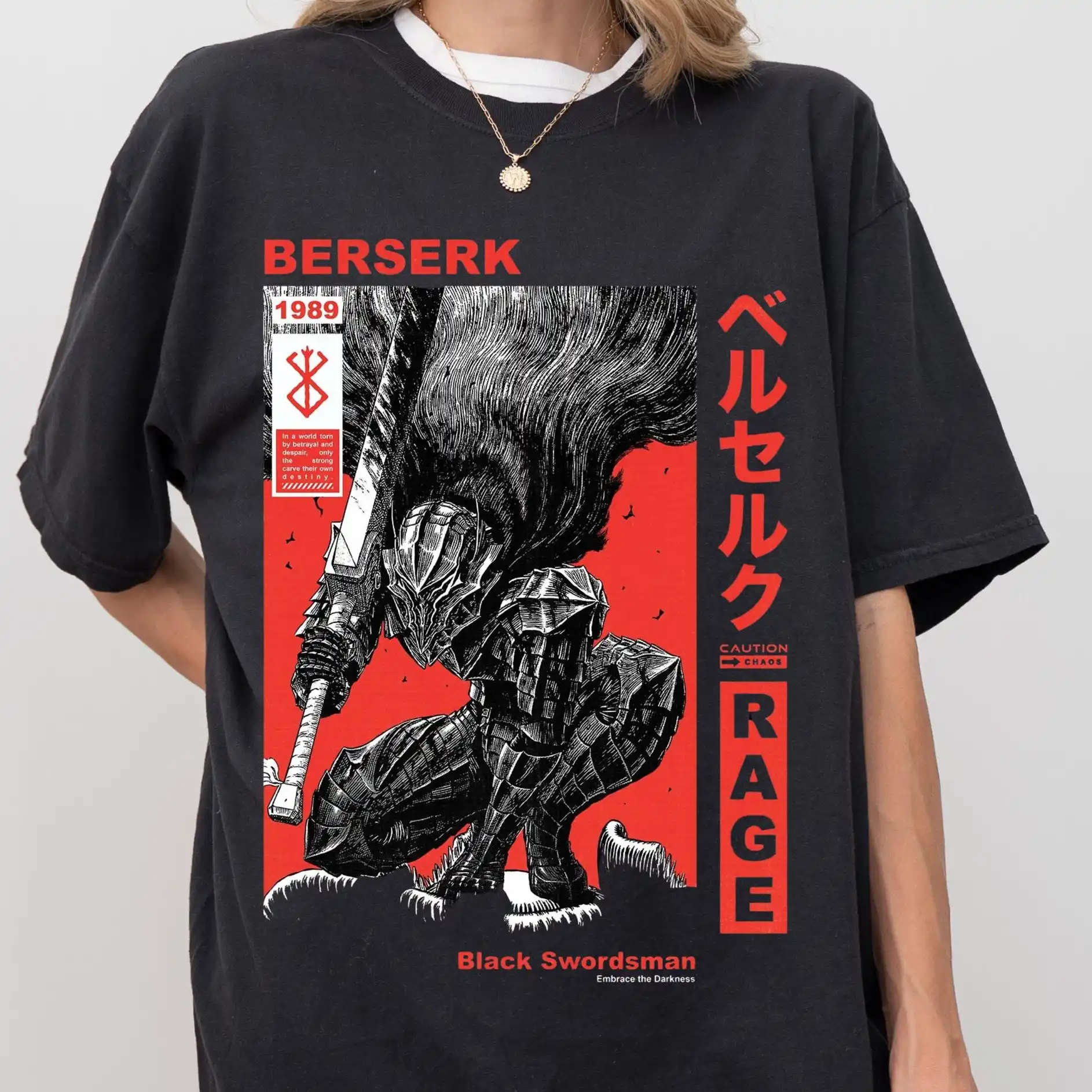 Vintage Berserk Armor Design Tee Dark Fantasy T-shirt Anime Gift Guts Graphic Unisex Clothing Comfort Colors Shirt Kids Fashion