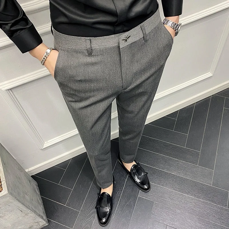 

High quality suit trousers 2022 spring new men's business fashion casual small feet slim trousers men's clothing pants size 4042