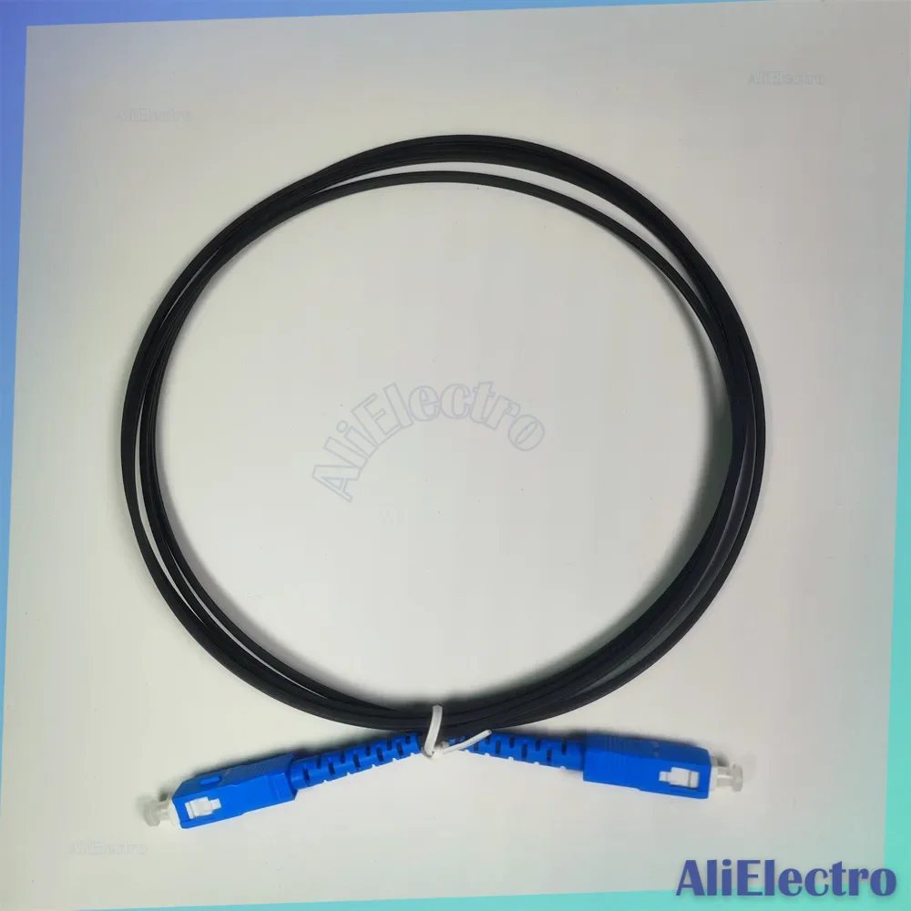 1M 2M SC/UPC-SC/UPC Single Mode Simplex G657A2 SX Core Diameter Black Drop Cable  Armored Fiber Optic Patch Cord