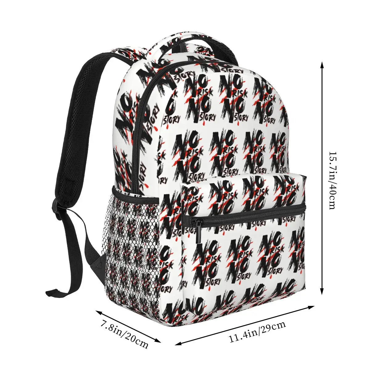 No Risk No Story Student Backpack School Bag Hiking Travel Daypack for Men Women Fashion Bookbag Shoulder Bags