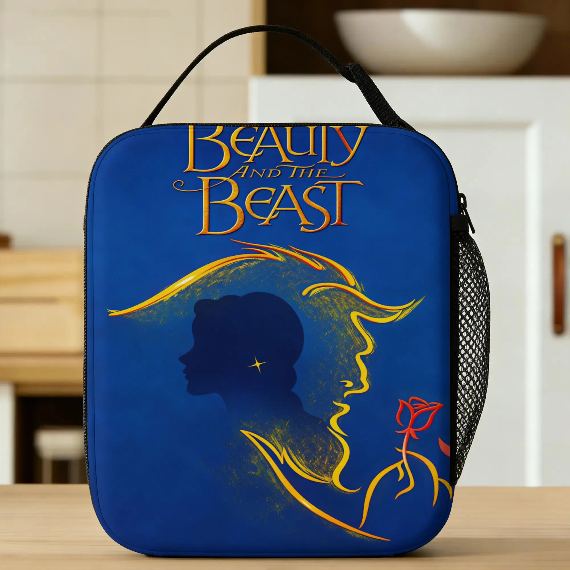 

Beauty And The Beast Lunch Bag Portable Insulated Lunch Box Unisex Travel Print Cooler Bag Cute Oxford Thermal Tote Handbags