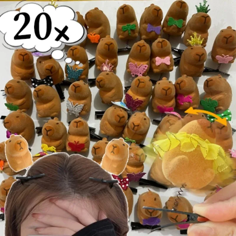어린이용 귀여운 카피바라 헤어 클립, 귀여운 3D 동물 봉제 머리핀, 덕빌 클립, 머리 장식, 사랑스러운 어린이 헤어 액세서리 선물