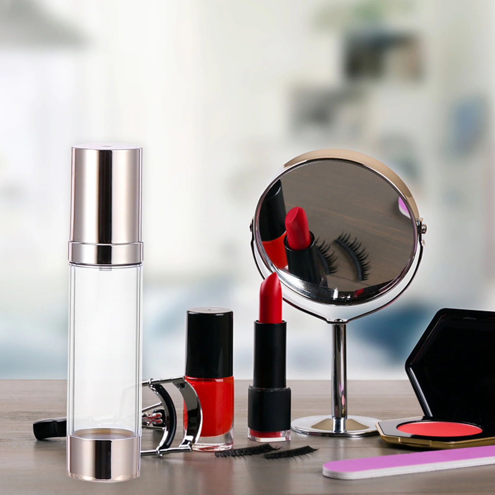 

6Pcs Refillable Airless Pump Bottles Portable Lotion Container Travel Makeup Remover Dispenser Leakproof