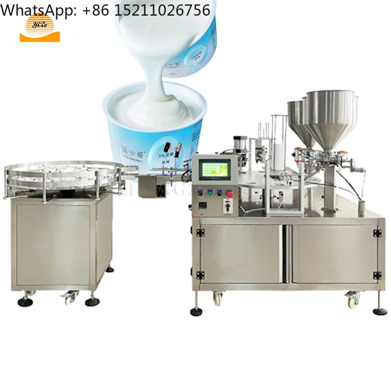 سعر الجملة السائل صلصة المياه كوب بلاستك آلة تعبئة وختم كوب الزبادي آلة تعبئة الختم الدوارة #1