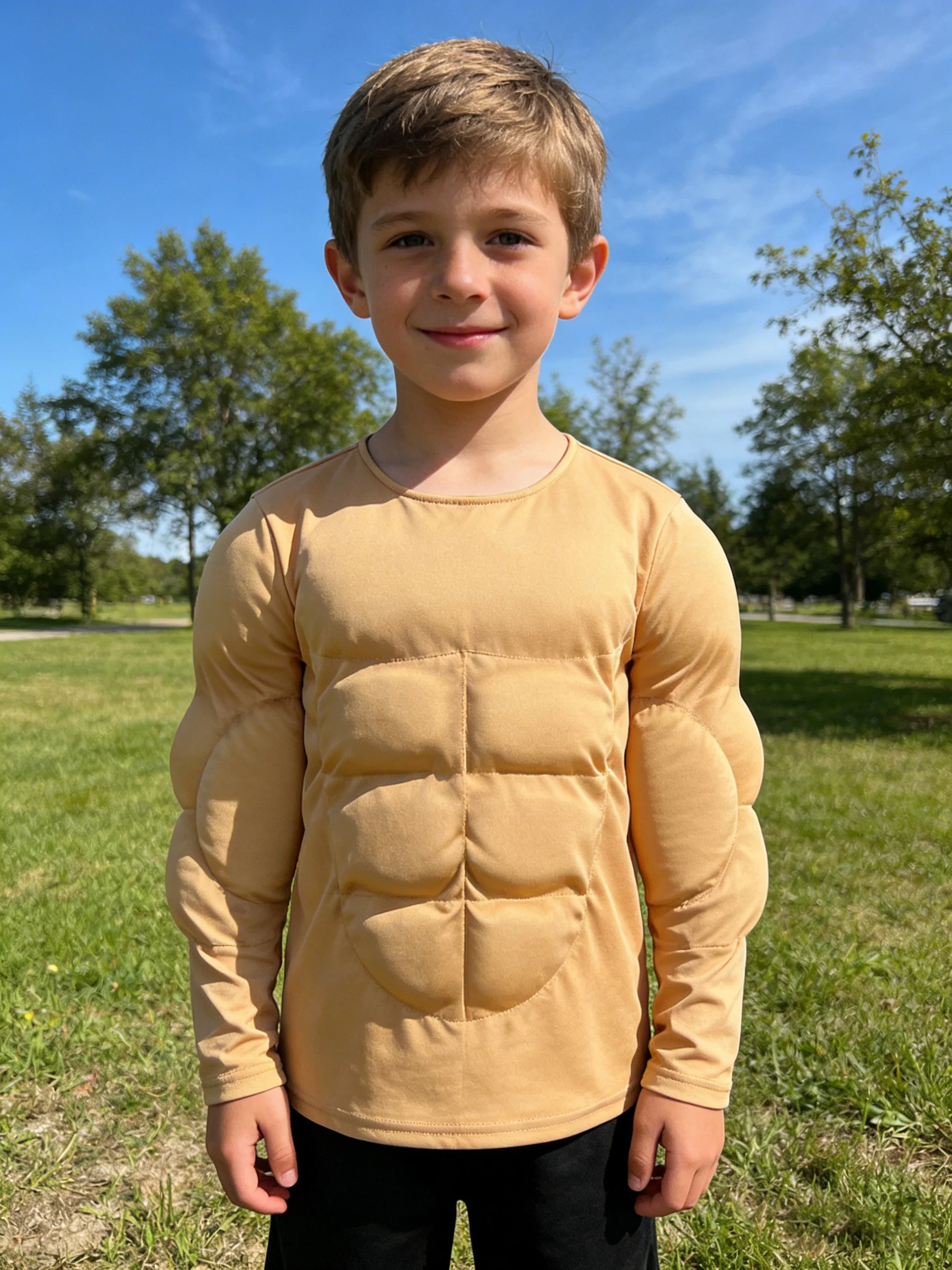 

1 Piece of Boys' Chest Muscle-Enhancing Top, Boys' Halloween Festival Party Outfit, Deluxe Muscle-Enhancing Style, Stage Performance and Various Carnival Festival Party Costumes