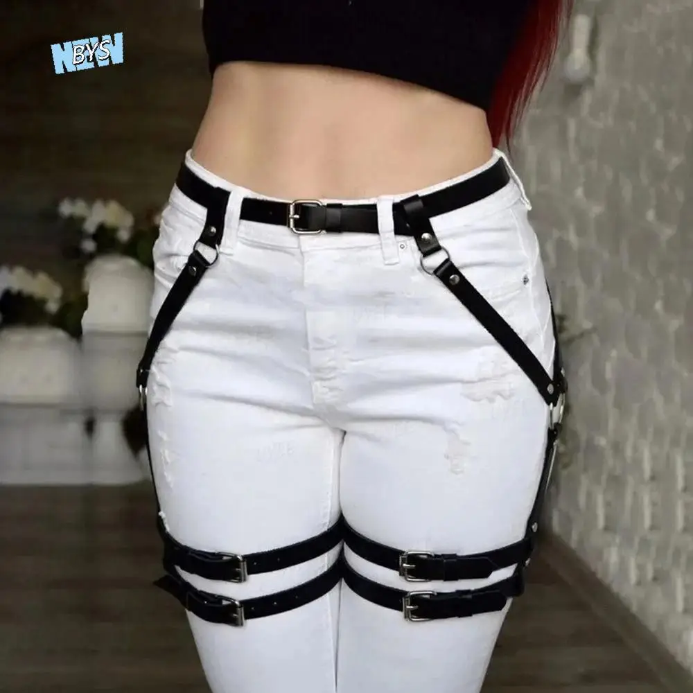 بو الجلود تسخير حزام الخصر حزام مشبك فاسق حزام جوفاء للسراويل القوطية الملابس والاكسسوارات الجسم تسخير حزام