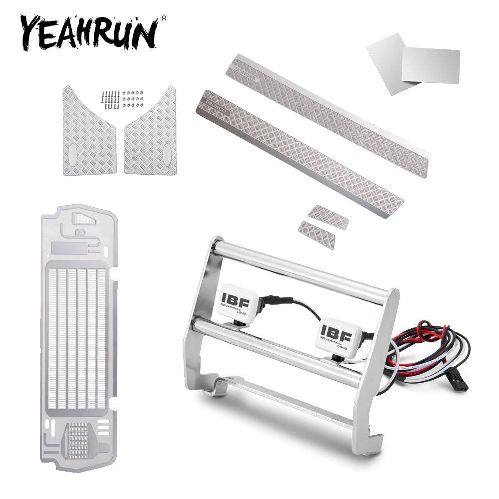 YEAHRUN Radiator Grill Plaat/Voorbumper/Achteruitkijkspiegel/Rok Staart Guard voor TRX-4 Vroege Bronco 1/10 RC Auto Upgrade Onderdelen