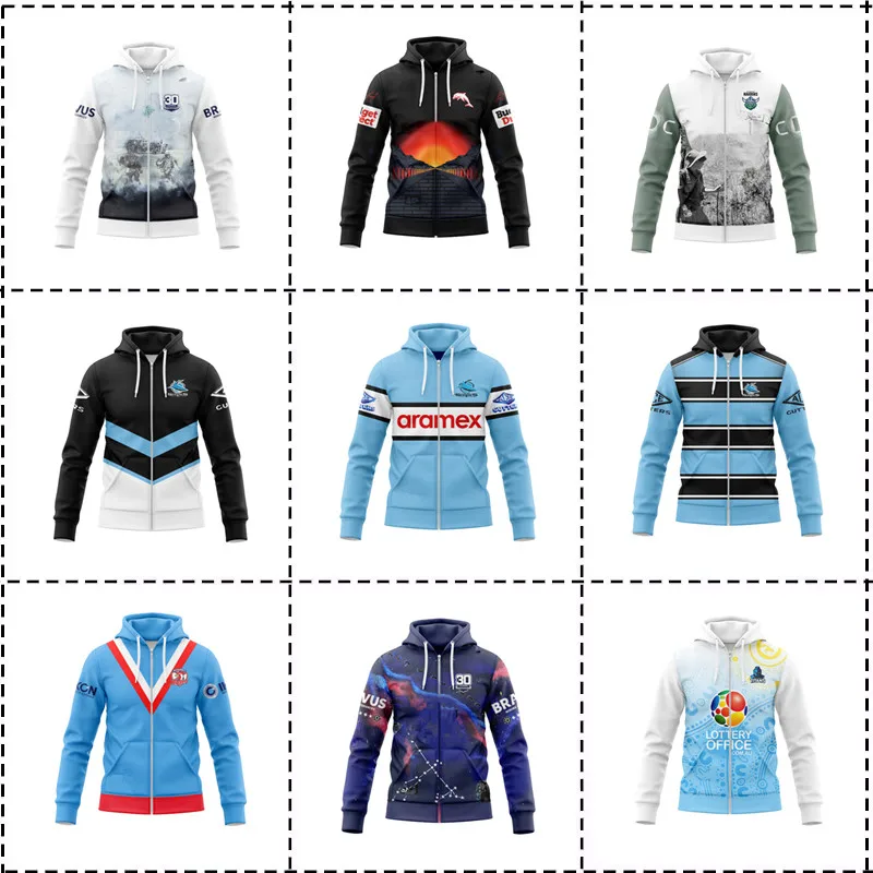 

2025 CRONULLA SHARKS MENS ZIPPER HOODIE RUGBY JERSEY -All teams Size: S--5XL