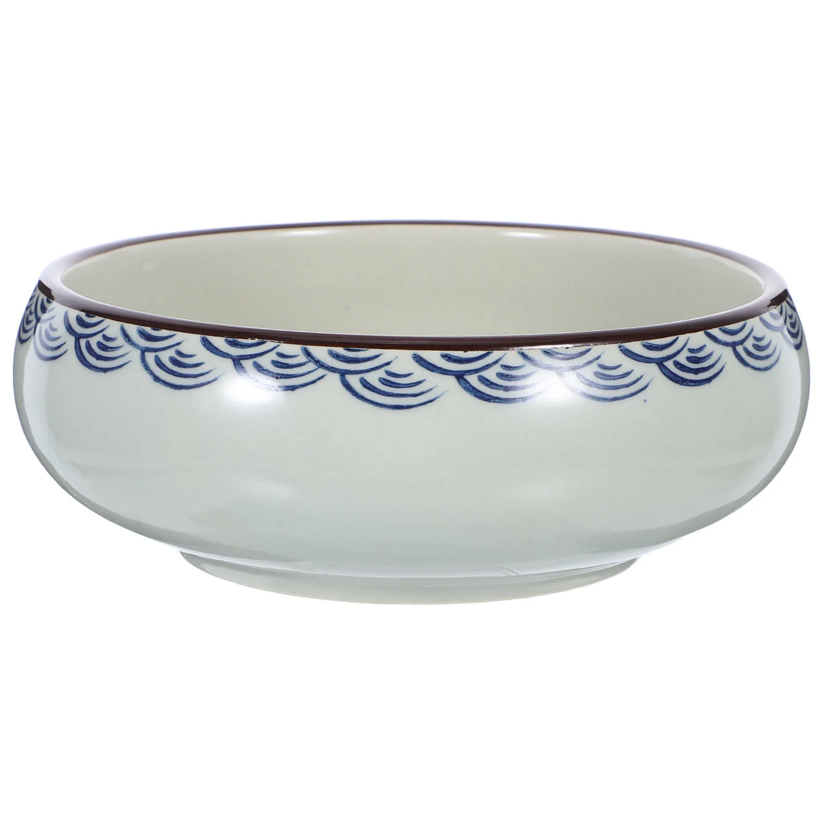 

Ceramic Ink Brush Washer Pot Hand Painted Shallow Dish for Calligraphy Ink Holder Brush Cleaner Porcelain Fish Design