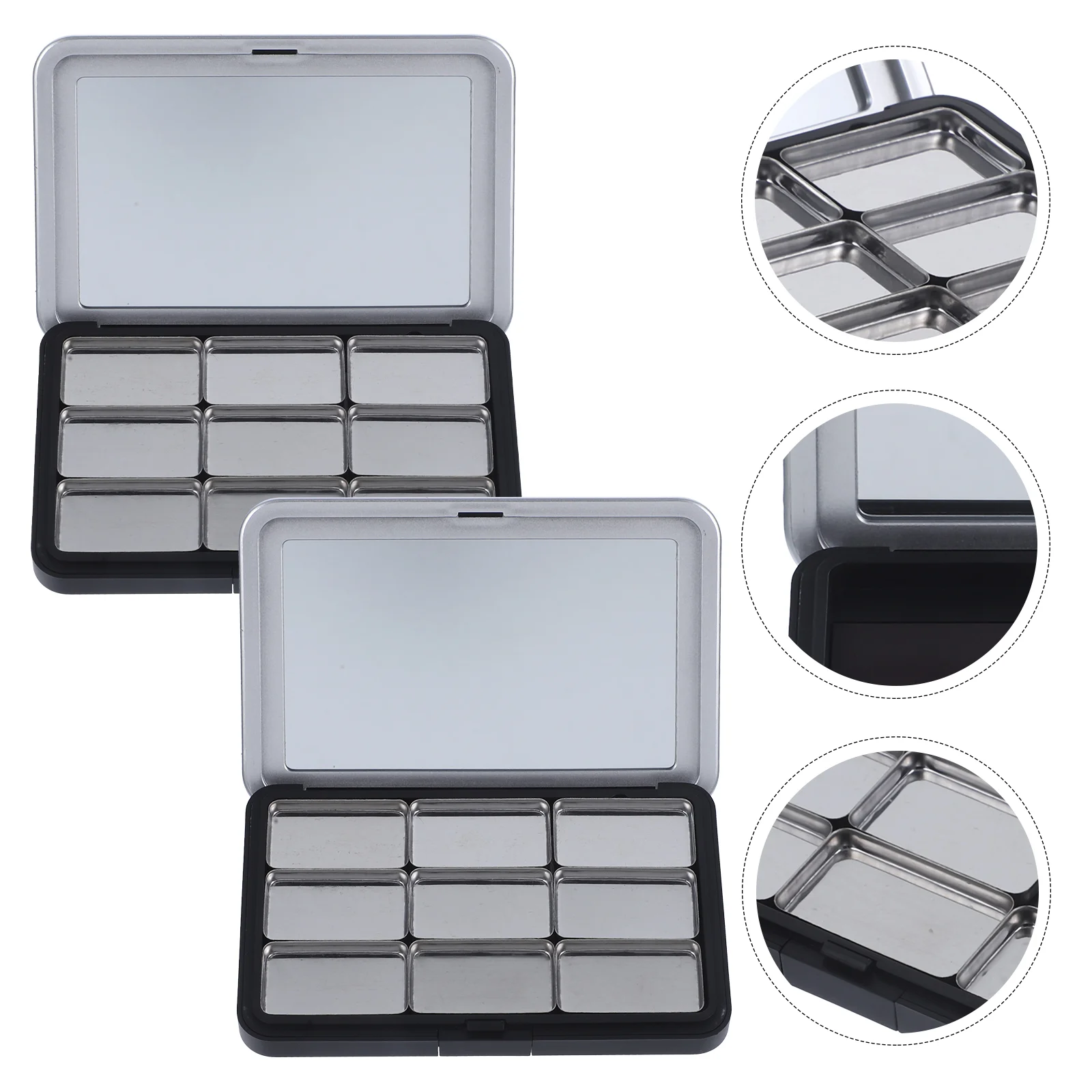 2 Sets Makeup Palettes Magnet Empty Box Eyeshadow Container Pallet Pigment Tray