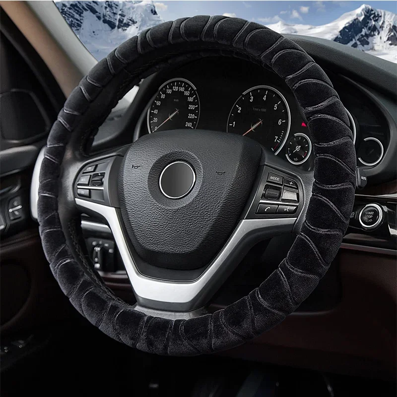 37-39cm Universal Car Steering Wheel Covers Winter Soft Warm Plush Steering Wheel Cover Auto Interior Decoration Accessories