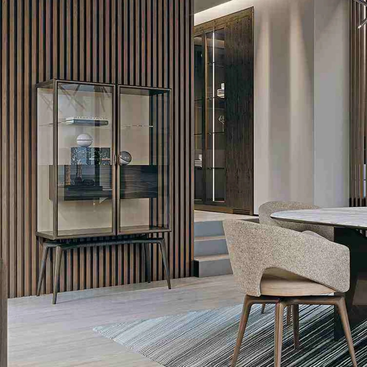 메탈 하이엔드 미니멀리스트 럭셔리 디스플레이 캐비닛 (유리+금속) |   사무실 및 저택용
