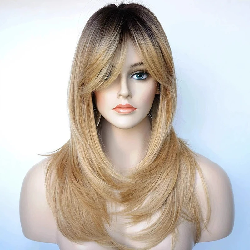 Concert Woman Slightly Curly Slanted Bangs Long Hair Ball Headwear Multicolored Chemical Fiber Wig Party Medium Length Wavy Hair