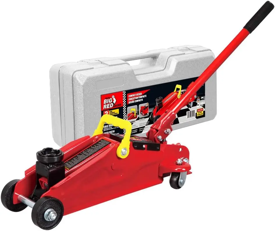 

T82012 Torin Hydraulic Trolley Service/Floor Jack with Blow Mold Carrying Storage Case, 2 Ton (4,000 lb) Capacity, Red