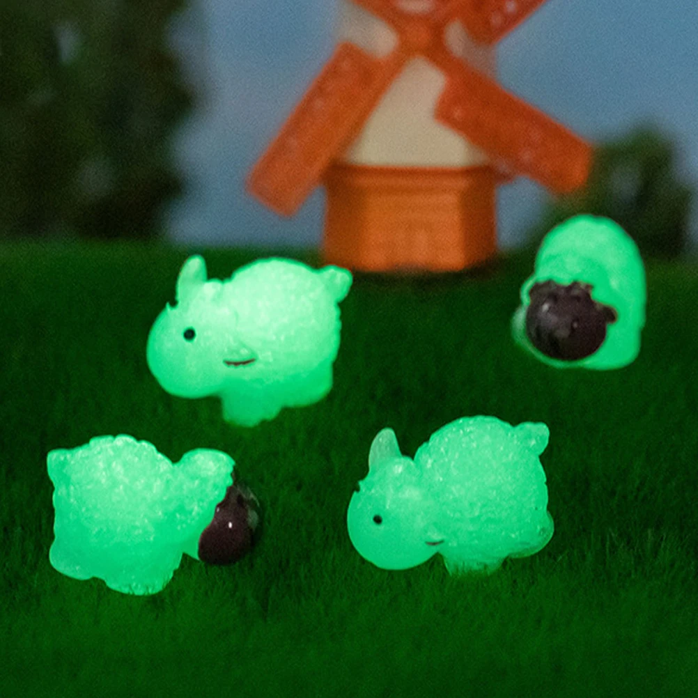 

20 Pcs Night Glow Sheep Figurines Mini Resin Crafts Desk Decor Diverse Color Realistic Cartoon Glow Dark Animal Statue Mini