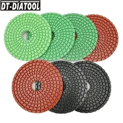 DT-DIATOOL 7pcs Dia 100mm/4inch Mixed Grit Diamond Flexible Wet Polish Polishing Pads For Granite Marble Stone Sanding Disc