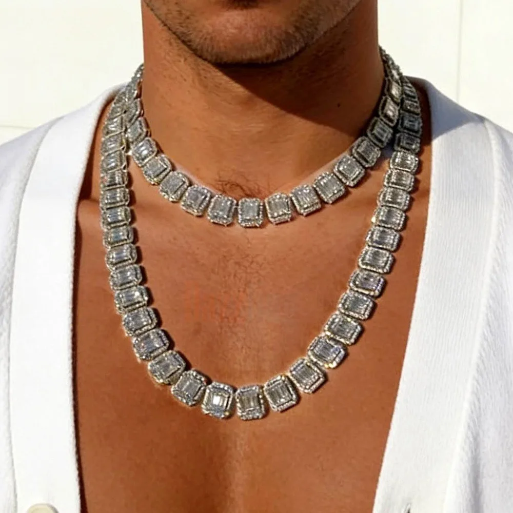 

Unisex Cuban Zircon Necklace, 14mm, Hip-Hop Style, Punk, Instagram-Worthy, Suitable for Parties and Banquets.
