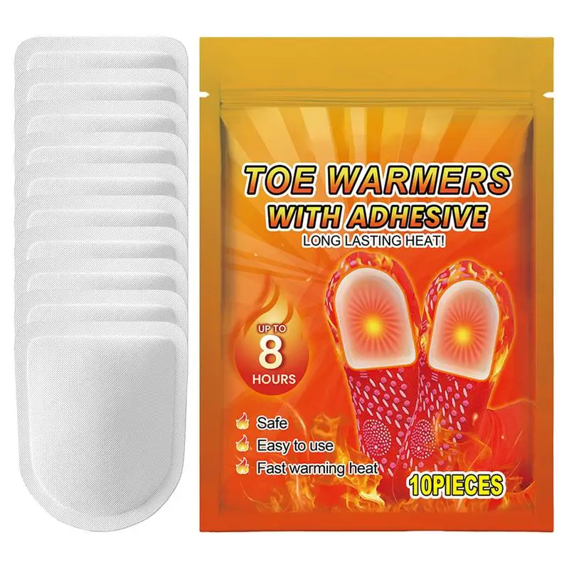 Foot Warmer Pads 10pcs Adhesive Instant Heating Toe Warmers 8 Hours Portable Comfortable Heat Pads Warmer Patches