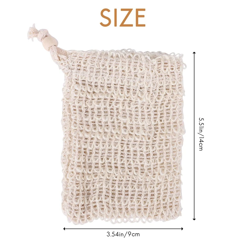30er Pack natürlicher Sisal Seifen beutel Peeling Seifensc honer Beutel halter mit Holz perlen